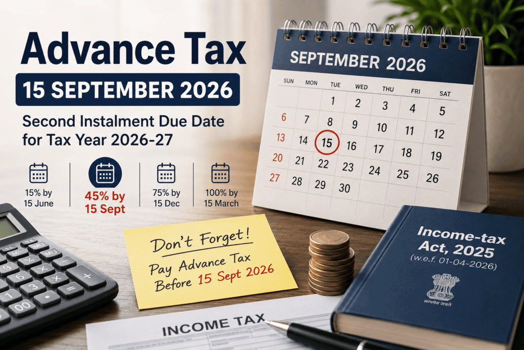 Advance tax second instalment due on 15 September 2026 for Tax Year 2026-27