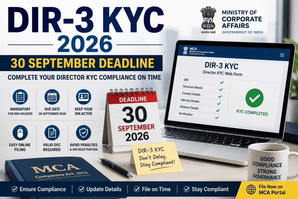 DIR-3 KYC 2026 with 30 September deadline for director KYC compliance