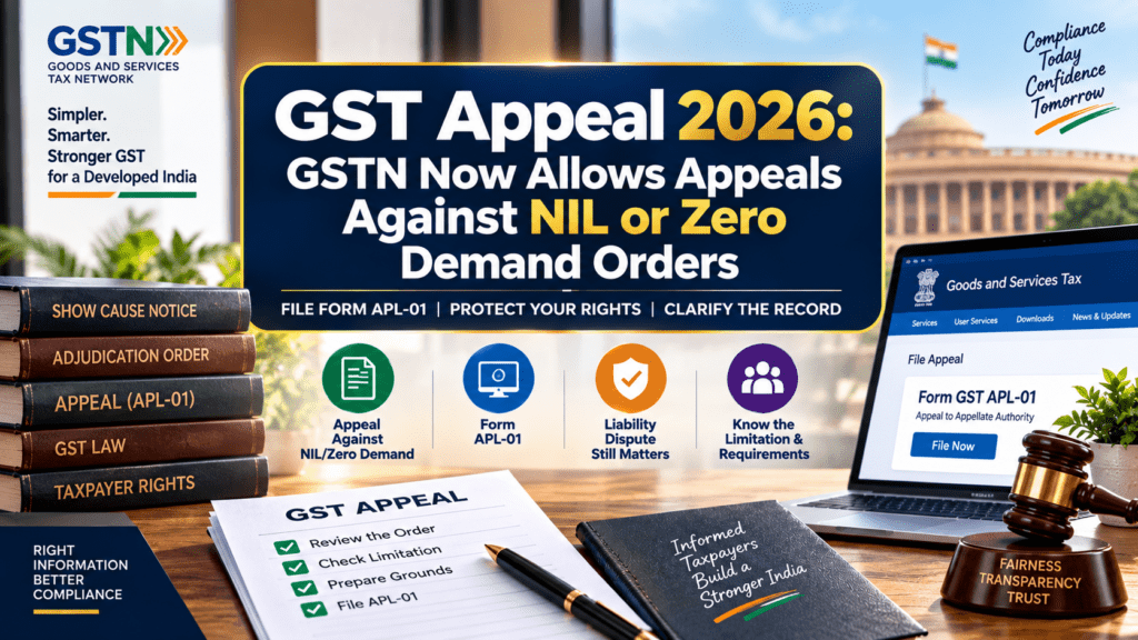 GST Appeal 2026 – APL-01 Appeal Against NIL or Zero Demand Order