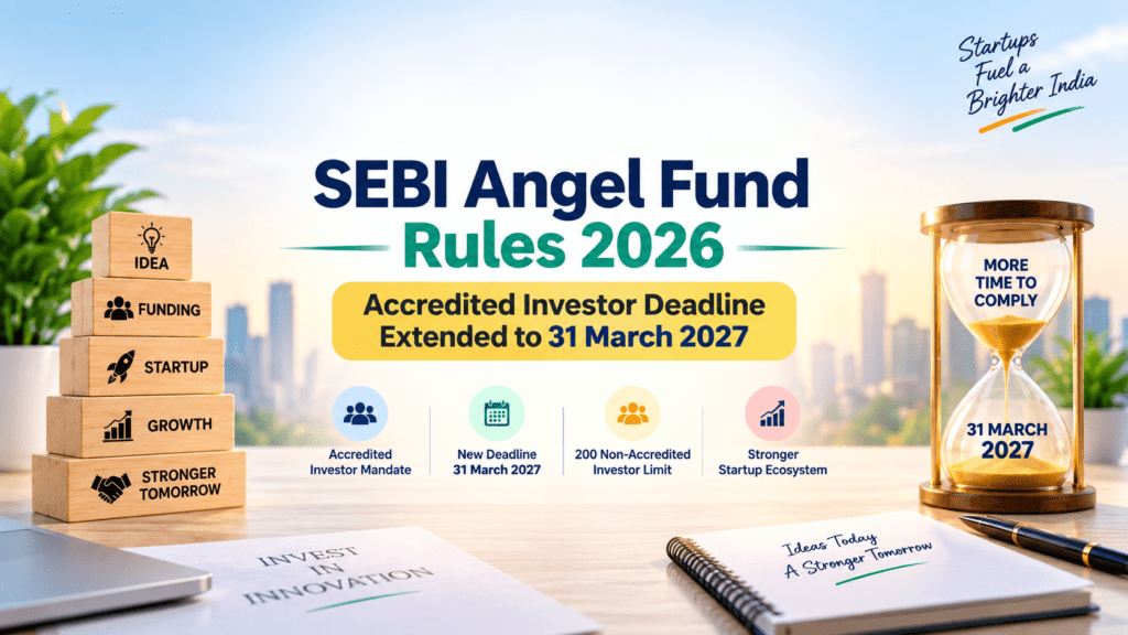 SEBI Angel Fund Rules 2026 showing Accredited Investor deadline extended to 31 March 2027