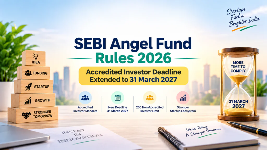 SEBI Angel Fund Rules 2026 showing Accredited Investor deadline extended to 31 March 2027